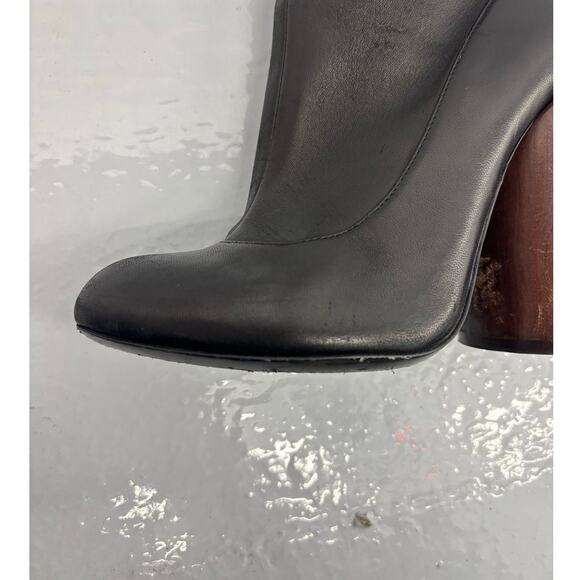 Givenchy Botte 12.5 Show Black Leather Sock Bootie 36 Wood Heel - Picture 11 of 16